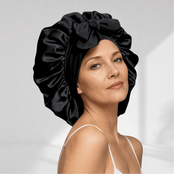Black Satin Sleep Bonnet